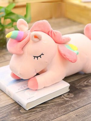 Gấu Bông Ngựa Kì Lân Nằm Màu Hồng