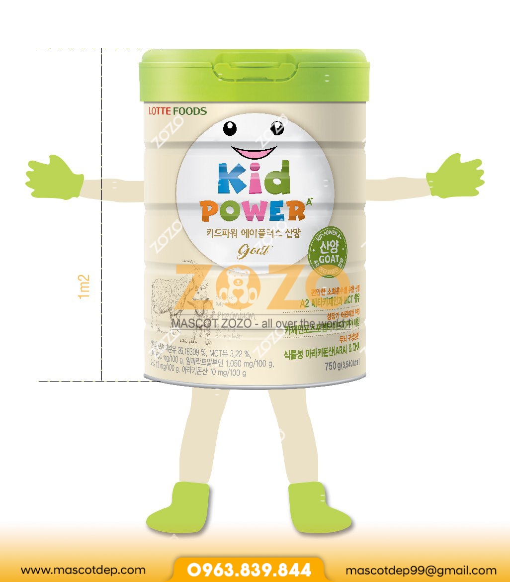 Mascot lon sữa Kid Power thiết kế Mascot lon sua Kid Power thiet ke