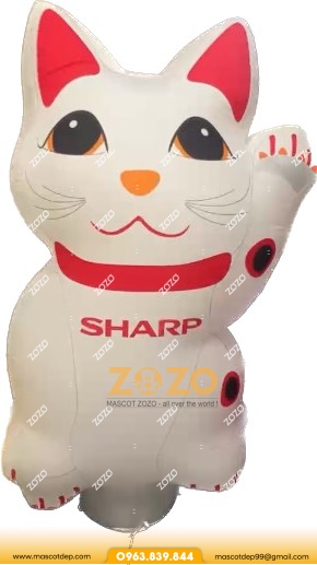 Rối hơi mèo thần tài màu trắng Roi hoi meo than tai mau trang