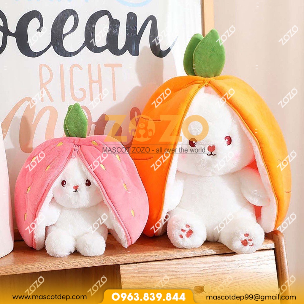Gấu Bông Thỏ Tai Dài To Úp Quả Dâu Tây Ôm Ngủ Túi Trong Củ Cà Rốt Bunny Baby Cute Mini Nhỏ Xinh Dễ Thương Giá Rẻ Cho Bé | Shopee Việt