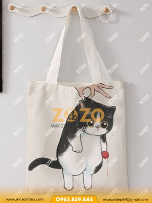 Túi vải canvas in hình mèo Thủ Đức