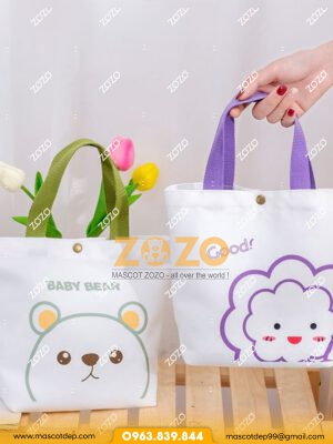 Túi vải canvas in hình cute giá rẻ
