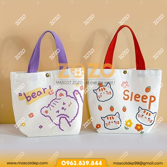 túi vải canvas in hình cute