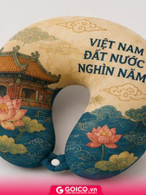Gối cổ chữ U in họa tiết Việt Nam