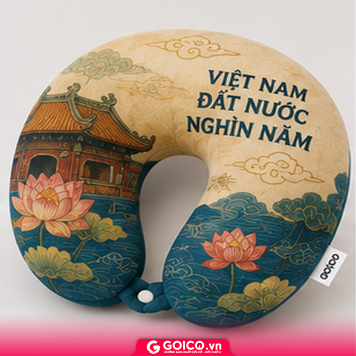 Gối cổ chữ U in họa tiết Việt Nam