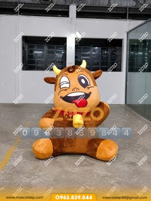 Mô hình bông chú bò Anrakutei mặt trước