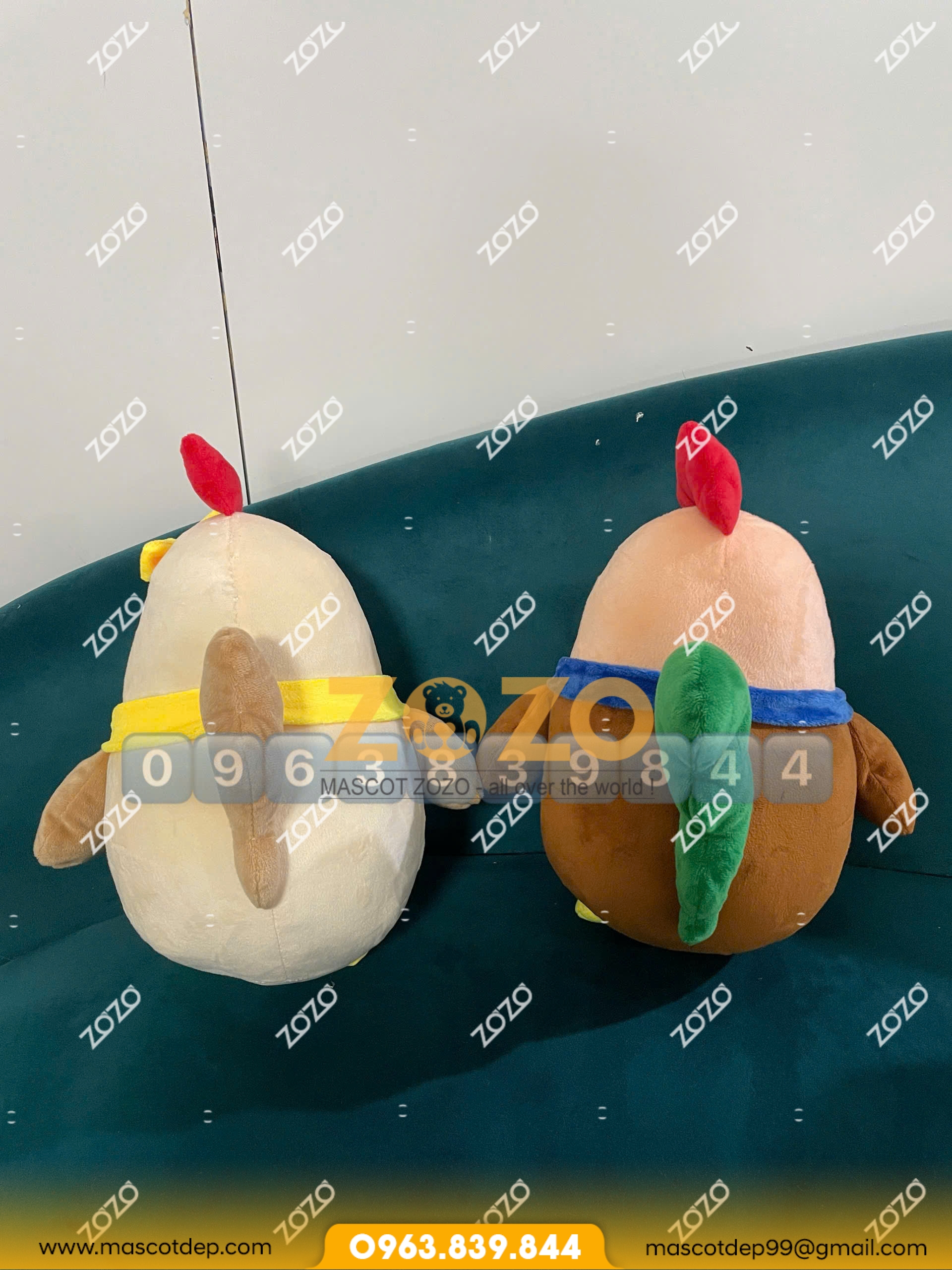 Thú Bông Bé Gà Trống Và Gà Mái 5 Thú bông bé gà trống và mái mặt sau