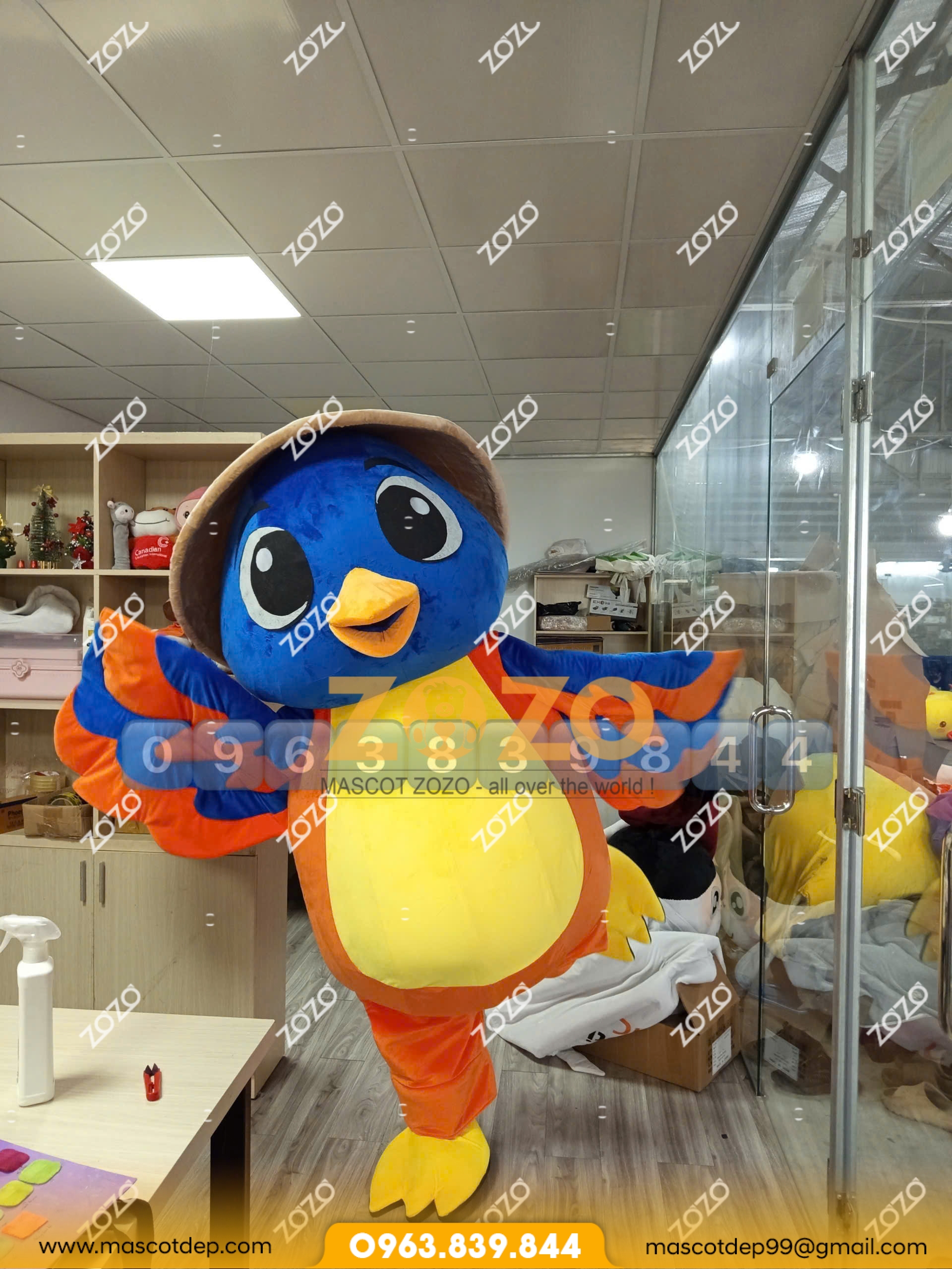 Mascot chim DMC mặt trước 1 Mascot chim DMC mặt trước 1